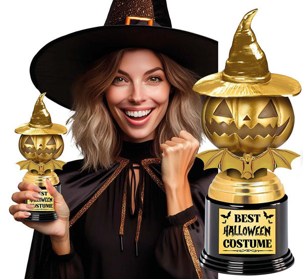 Statuetta premio Halloween miglior costume zucca 22 cm