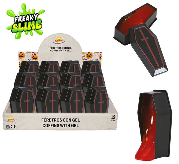 Scatola della Morte con Gel 7 cm bara slime rossa gadget Halloween