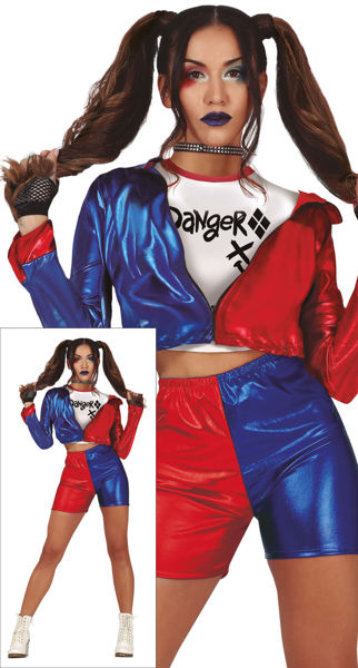 Costume Dangerous Glam XL 44/46 travestimento donna stile Harley Quinn