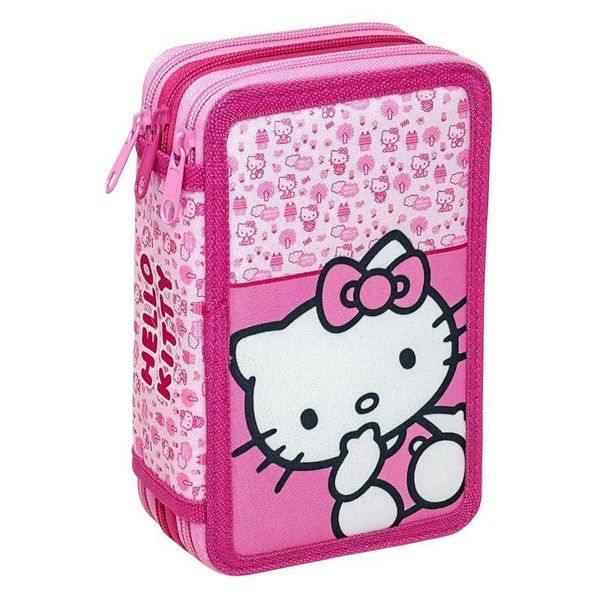 Astuccio Hello Kitty 3 zip completo con colori e accessori scolastici