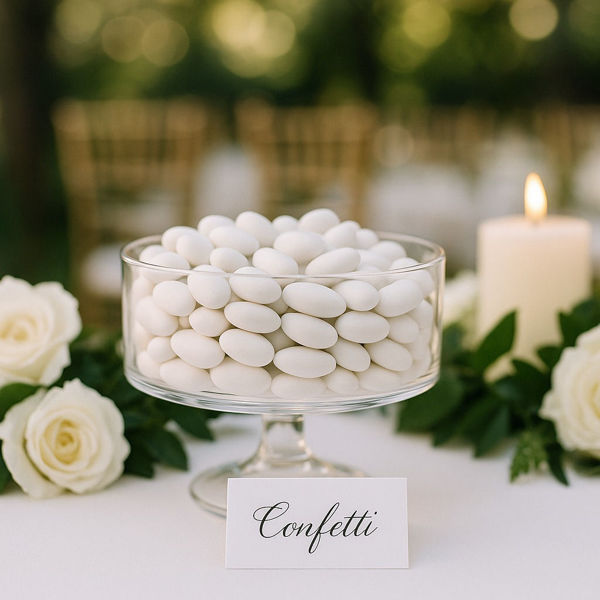 Contenitore trasparente tondo per confetti Ø15 cm con gambo staccabile