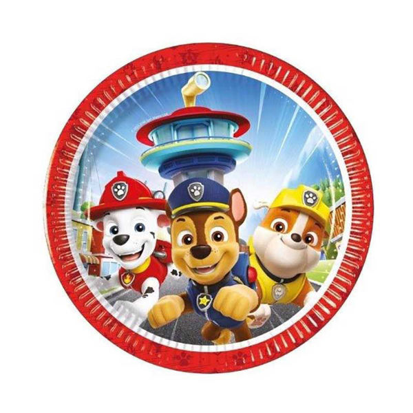 Piatti Paw Patrol in carta 20 cm confezione 8 pezzi per festa di compleanno