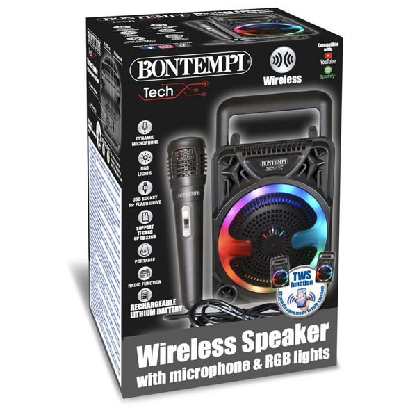Mini speaker wireless Bontempi con microfono e luci RGB