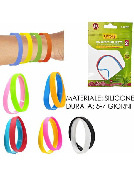Braccialetti alla citronella in silicone colorati confezione da 2 pezzi