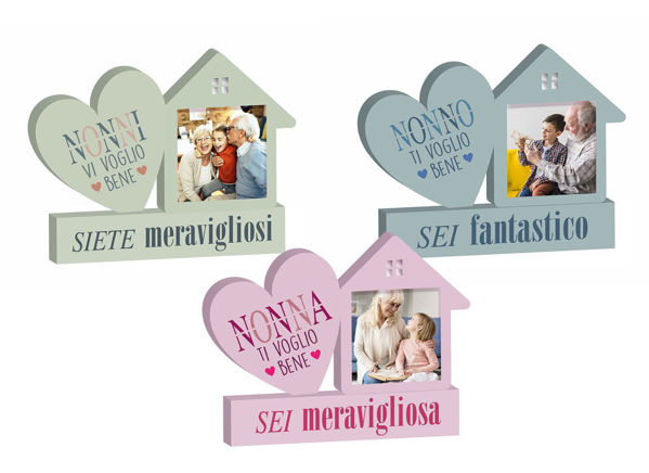 Porta foto cuore 27x20 cm foto 8x8 dono Festa dei Nonni