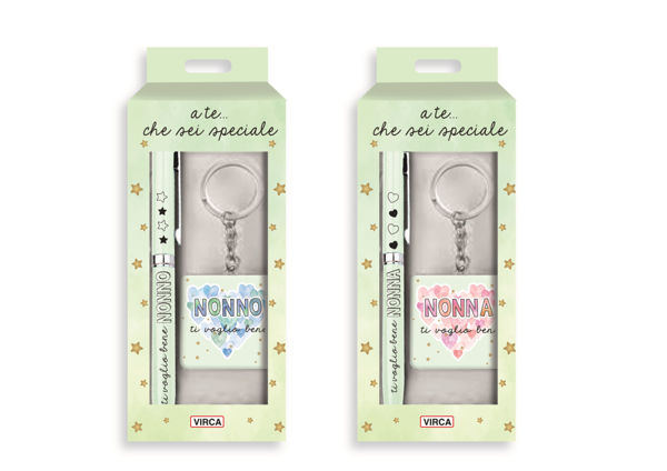 Set penna e portachiavi con cuori Nonna ti voglio bene regalo Festa dei Nonni