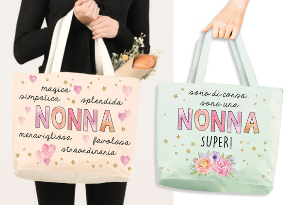 Borsa shopping Nonna super in due colori 35x40 cm