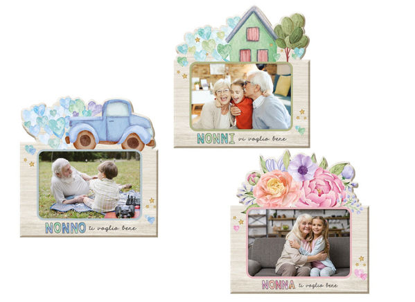 Cornice legno 28x23 cm con decorazione Nonni ti voglio bene foto 10x15 cm
