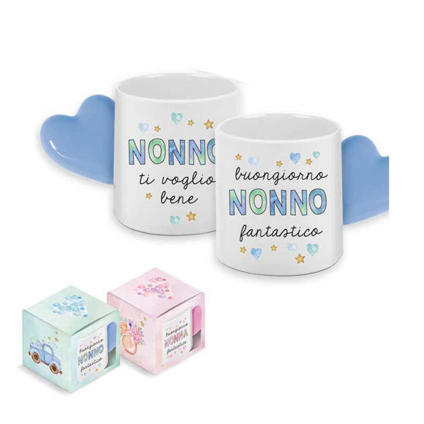 Tazzina da caffè con manico a cuore “Buongiorno Nonno Fantastico” in confezione regalo