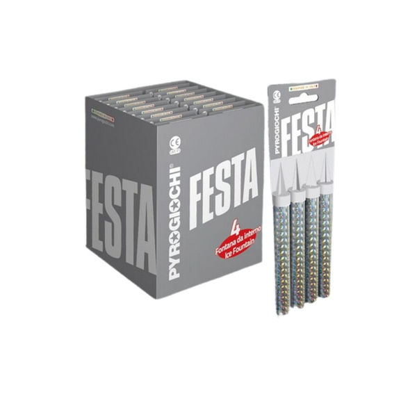 Confezione 4 Candele Fontana Flambè Festa Argento per torte e celebrazioni