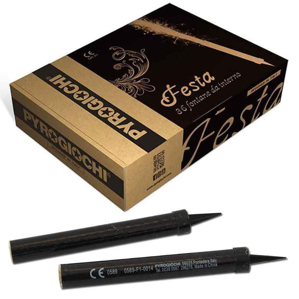 Confezione 36 Candele Fontana Flambè Nere Pyrogiochi per torte e celebrazioni