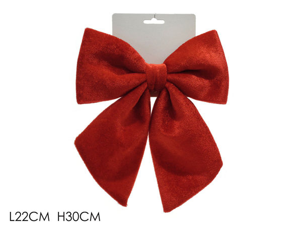 Fiocco rosso in velluto 22x30 cm decorazione natalizia