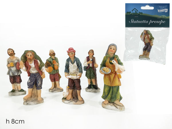 Statuetta personaggio presepe 8 cm in resina dipinta a mano