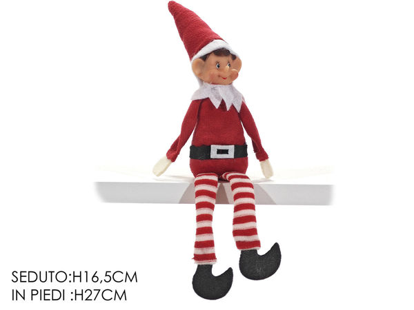 Elfo gambe penzoloni rosso 16,5 cm decorazione natalizia Elf on the Shelf