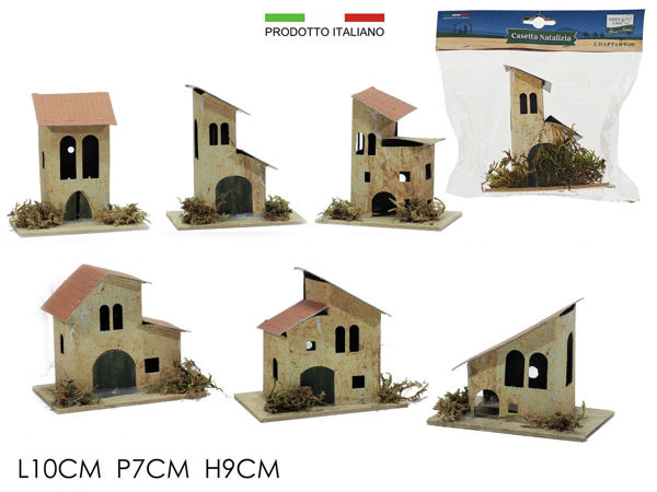 Casetta presepe in legno e sughero 6 modelli assortiti vendita singola