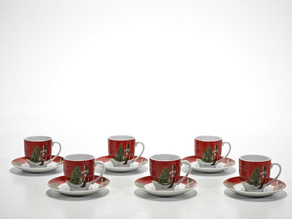 Box da 12 tazzine da caffè 9cl a tema Schiaccianoci con decorazioni natalizie