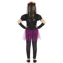 Costume Catrina Floreale Bambina Halloween con maglietta, pantaloni e guanti (taglie 5/6, 7/9, 10/12 anni)