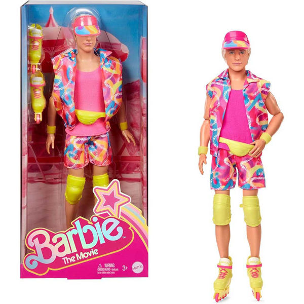 Barbie The Movie Ken Roller Skate con pattini gialli e outfit colorato