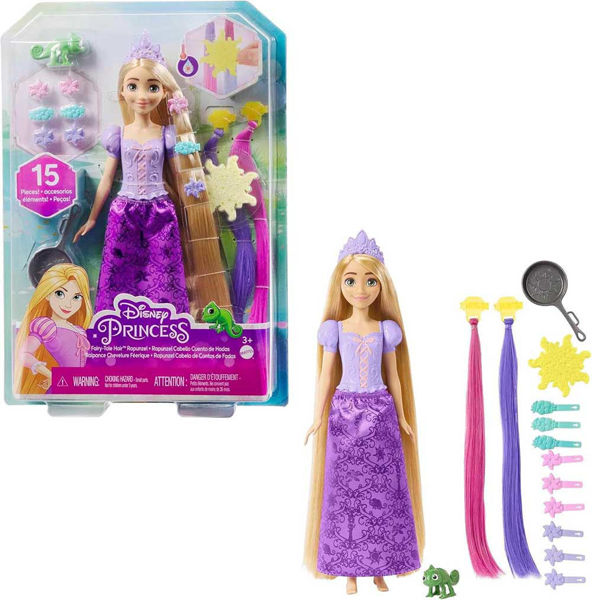 Bambola Disney Princess Rapunzel con capelli lunghi e accessori per acconciature