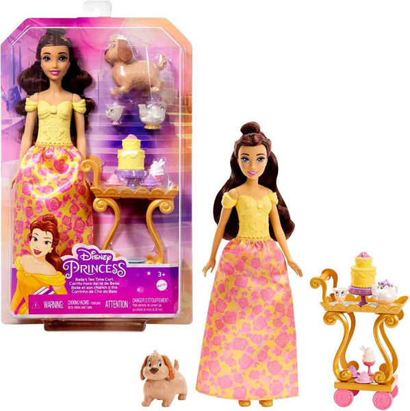 Bambola Disney Princess Belle con carrello da tè e accessori