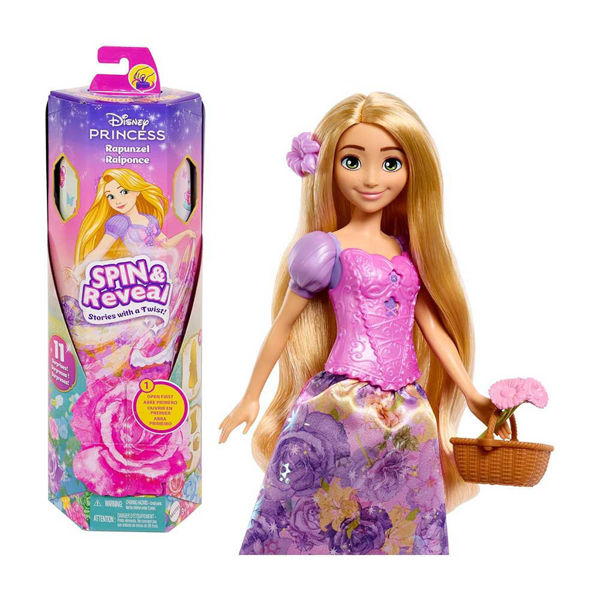Bambola Disney Princess Rapunzel Spin & Reveal con abito magico e accessori