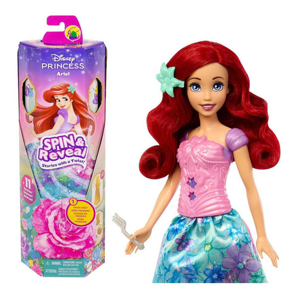Bambola Disney Princess Ariel Spin & Reveal con abito magico e accessori