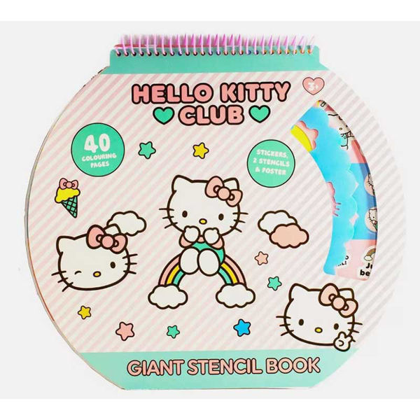Hello Kitty Giant Stencil Book – Libro creativo con 40 pagine da colorare, stickers e stencil