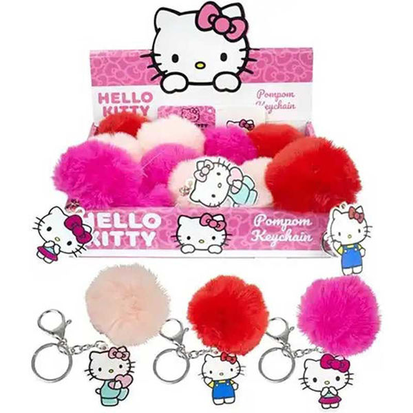 Portachiavi Hello Kitty con pompon colori assortiti – Accessorio kawaii