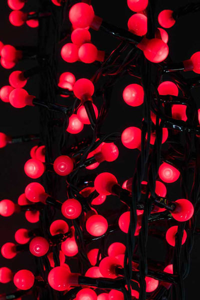 Catena luminosa 300 LED microsatinate rosse 9 m per albero di Natale