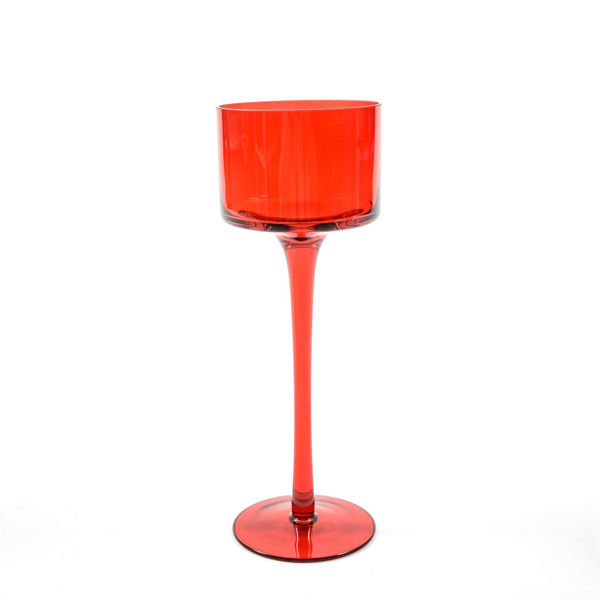 Portacandela rosso in vetro Ø9xH25 cm decorazione natalizia