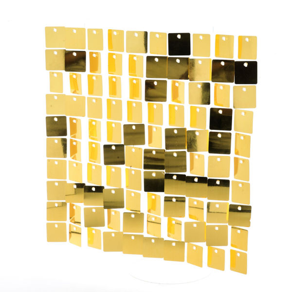 Pannello con paillettes dorate champagne in plastica 30x30 cm