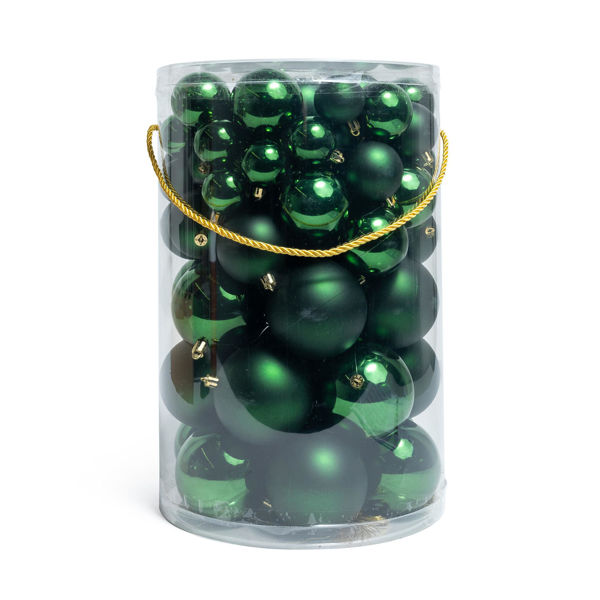 Set 80 palle di Natale verdi in plastica infrangibile misure miste