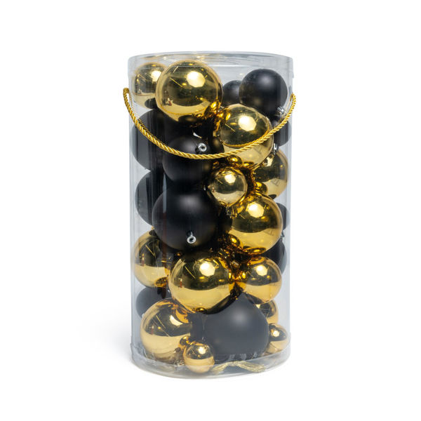 Set 50 palle Natale nero e oro misure assortite