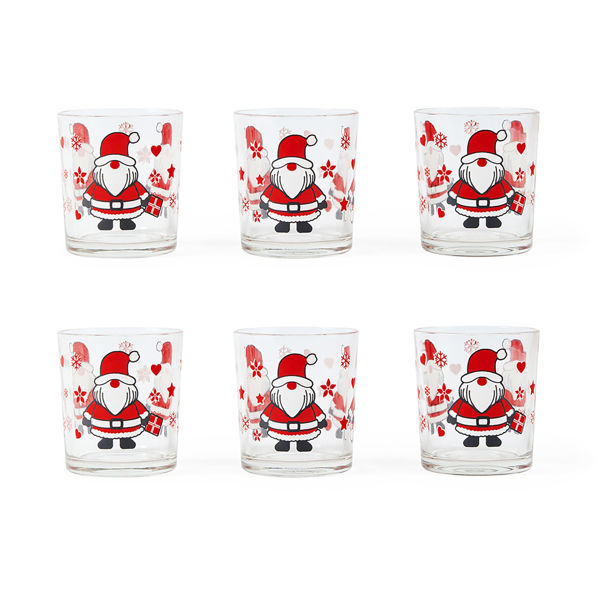 Set 6 bicchieri in vetro natalizi con Babbo Natale 265 ml