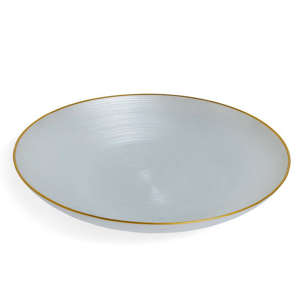 Centrotavola in vetro bianco con bordo oro Ø40 cm elegante e natalizio