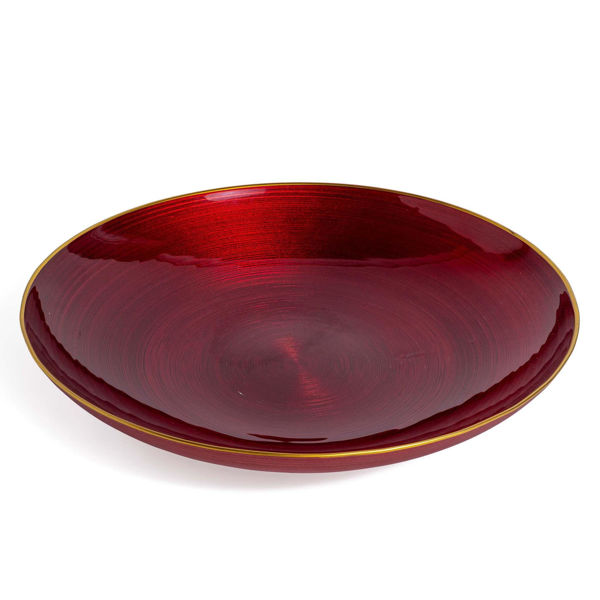 Centrotavola in vetro rosso con bordo oro Ø40 cm elegante e natalizio