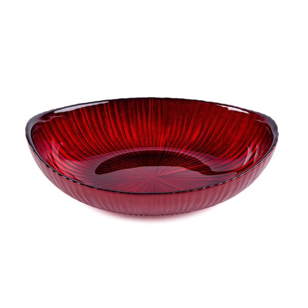 Ciotola ovale rossa in vetro 21x13,5x6 cm