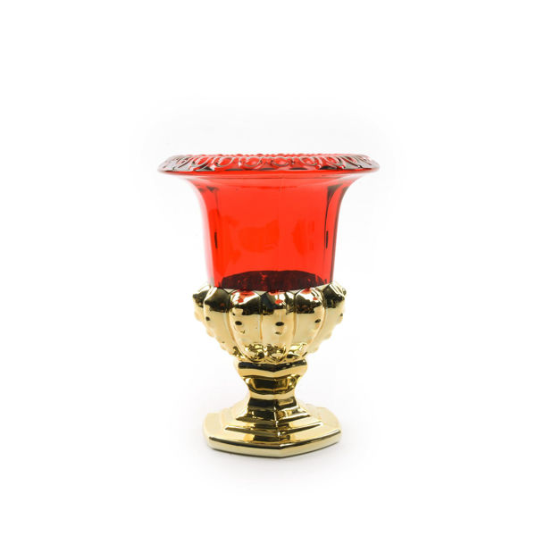 Coppa oro rosso in vetro diametro 16 cm altezza 19 cm