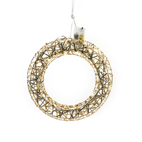 Corona oro in metallo con 20 luci LED a batteria D25 cm