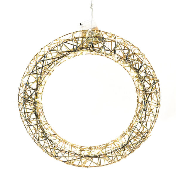 Corona oro in metallo con 50 luci LED a batteria D40 cm