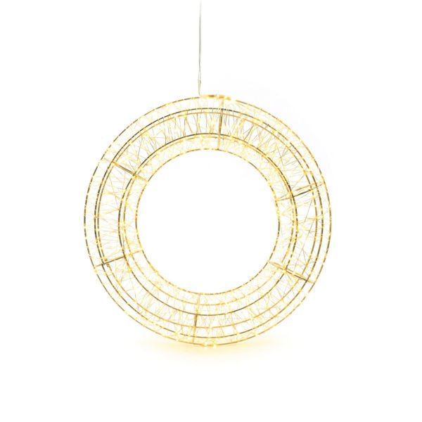 Corona in metallo con 960 luci LED a luce calda con trasformatore, uso interno, diametro 38 cm