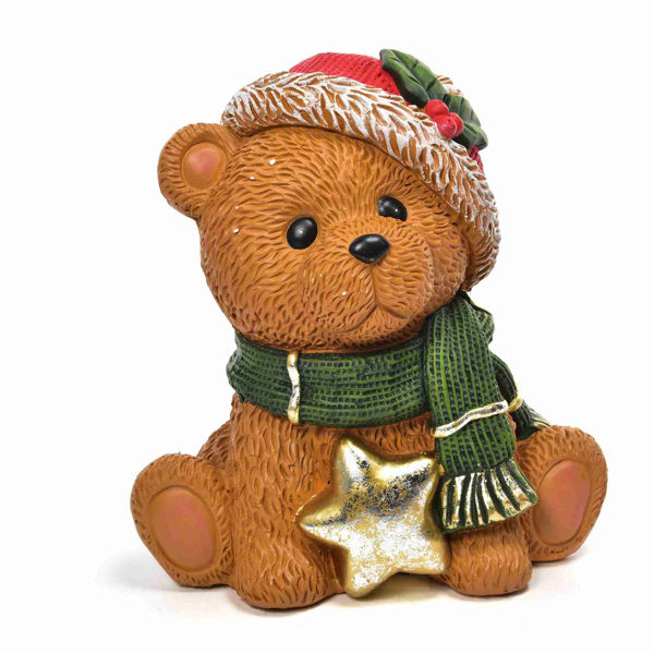 Orso con stella in poliresina 28,5x22x30 cm – Decorazione natalizia
