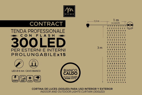 Immagine di Tenda 300 LED Bianco caldo con flash prolungabile 1x3 metri