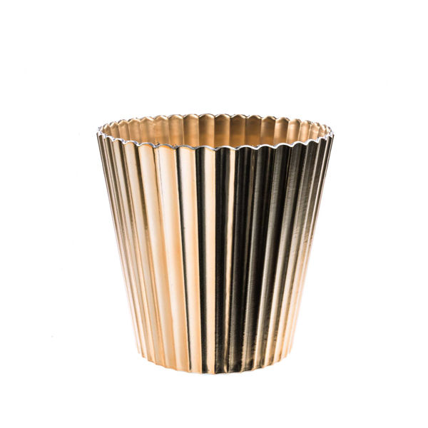 Vaso oro in plastica rigata per decorazioni e fiori