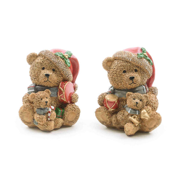 Orsetto natalizio in resina con cappello rosso e accessori decorativi