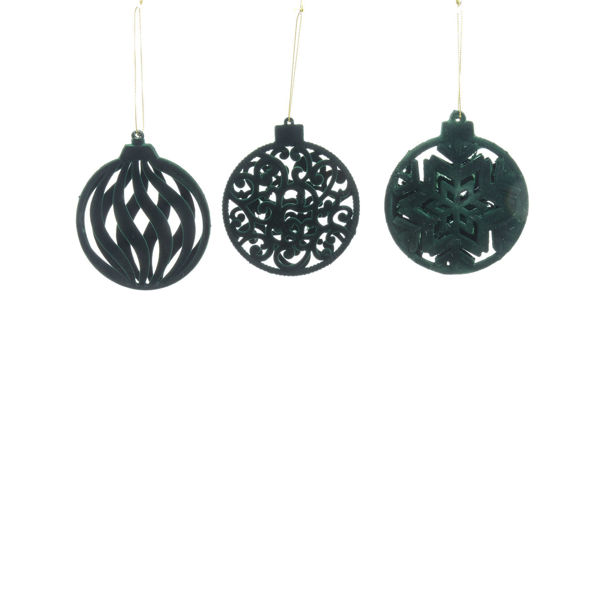 Pendenti natalizi verdi in plastica floccata design assortiti