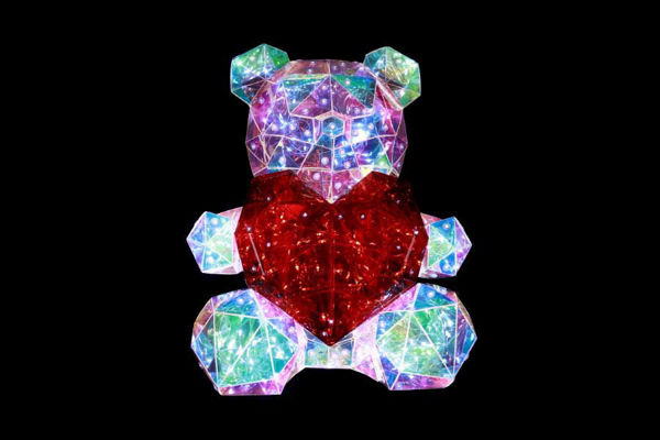 Orsetto luminoso con cuore rosso LED rainbow alimentato via USB