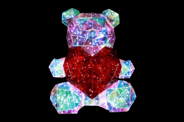 Orsetto luminoso maxi con cuore rosso LED rainbow alimentato via USB