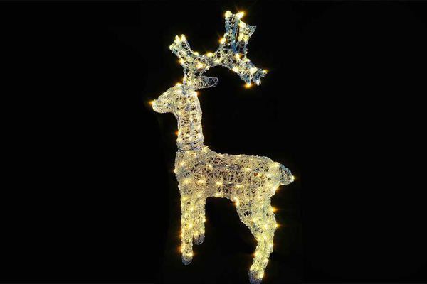 Renna luminosa natalizia 190 LED bianco caldo 60x18x100 cm per esterno e interno