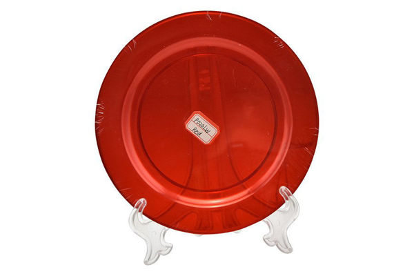 Set 6 piatti piani 19,1 cm in plastica rigida rossa trasparente